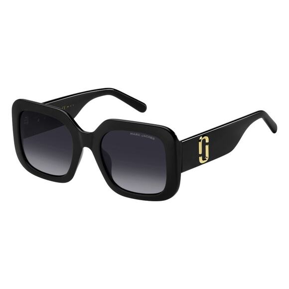 Marc Jacobs 53mm Gradient Polarized Square Sunglasses Black Grey/ Gray Polar - Picture 3 of 4